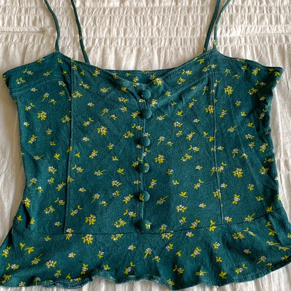 PACSUN ME TO WE Green Floral Cropped Tank Top Women’s Extra-small - Picture 3 of 4